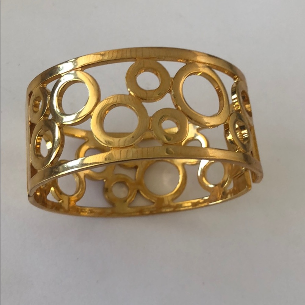 Gold Tone Hinged Bracelet Dots Dots View 3